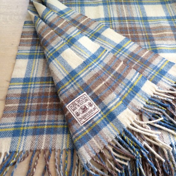 Edinburgh Woollen Mill Bedding Vintage Pure Wool Tartan Throw